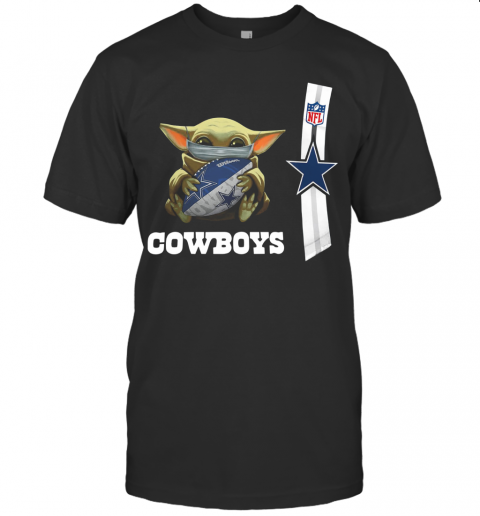 Baby Yoda Mask Hug Dallas Cowboys Ball NFL T-Shirt