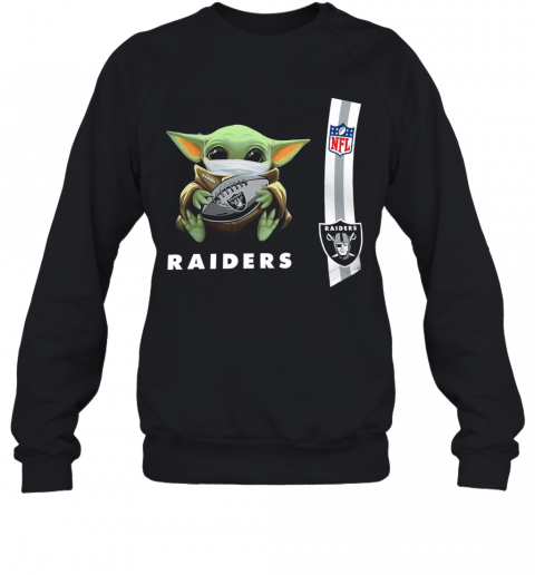 Baby Yoda Mask Hug Oakland Raiders Ball NFL T-Shirt Unisex Sweatshirt