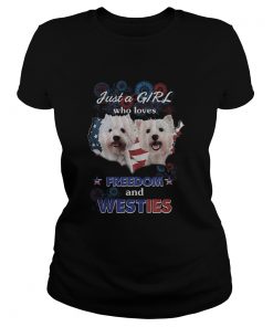 Bichons just a girl who loves freedom and westies American flag  Classic Ladies