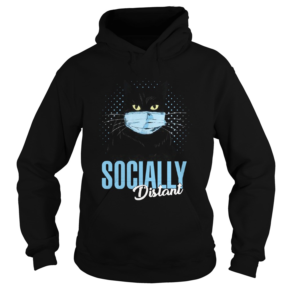 Black Cat Face Mask Socially Distant Hoodie