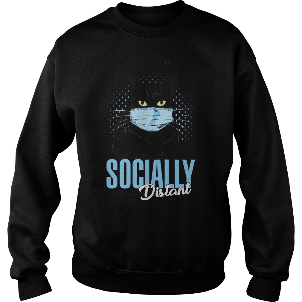 Black Cat Face Mask Socially Distant Sweatshirt