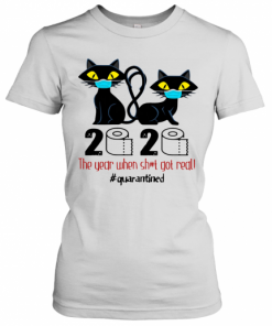 Black Cat Mask 2020 The Year When Shit Got Real Quarantined T-Shirt Classic Women's T-shirt