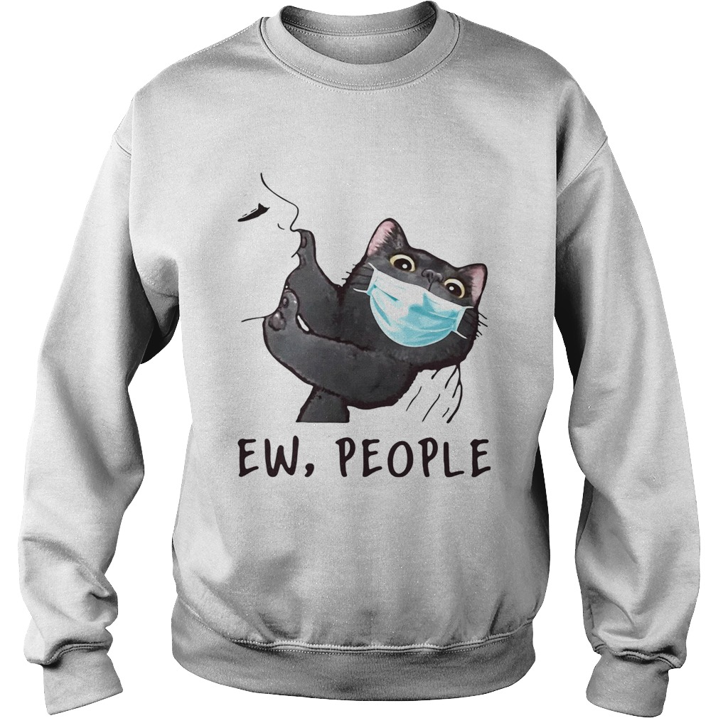 Black cat wear medical mask ew people covid19 Sweatshirt