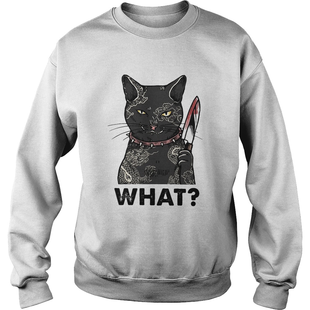 Cat black hold knife what Sweatshirt