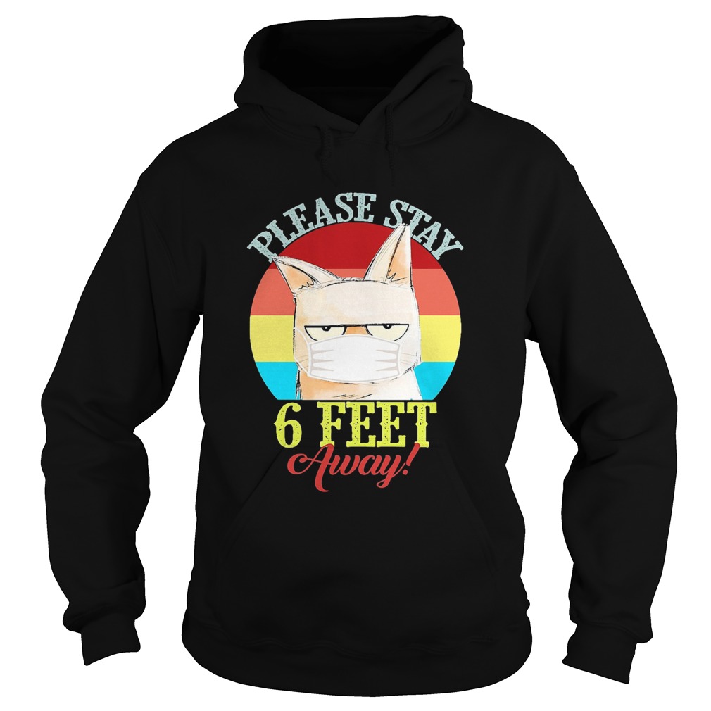 Cat meme please stay 6 feet away vintage covid19 Hoodie