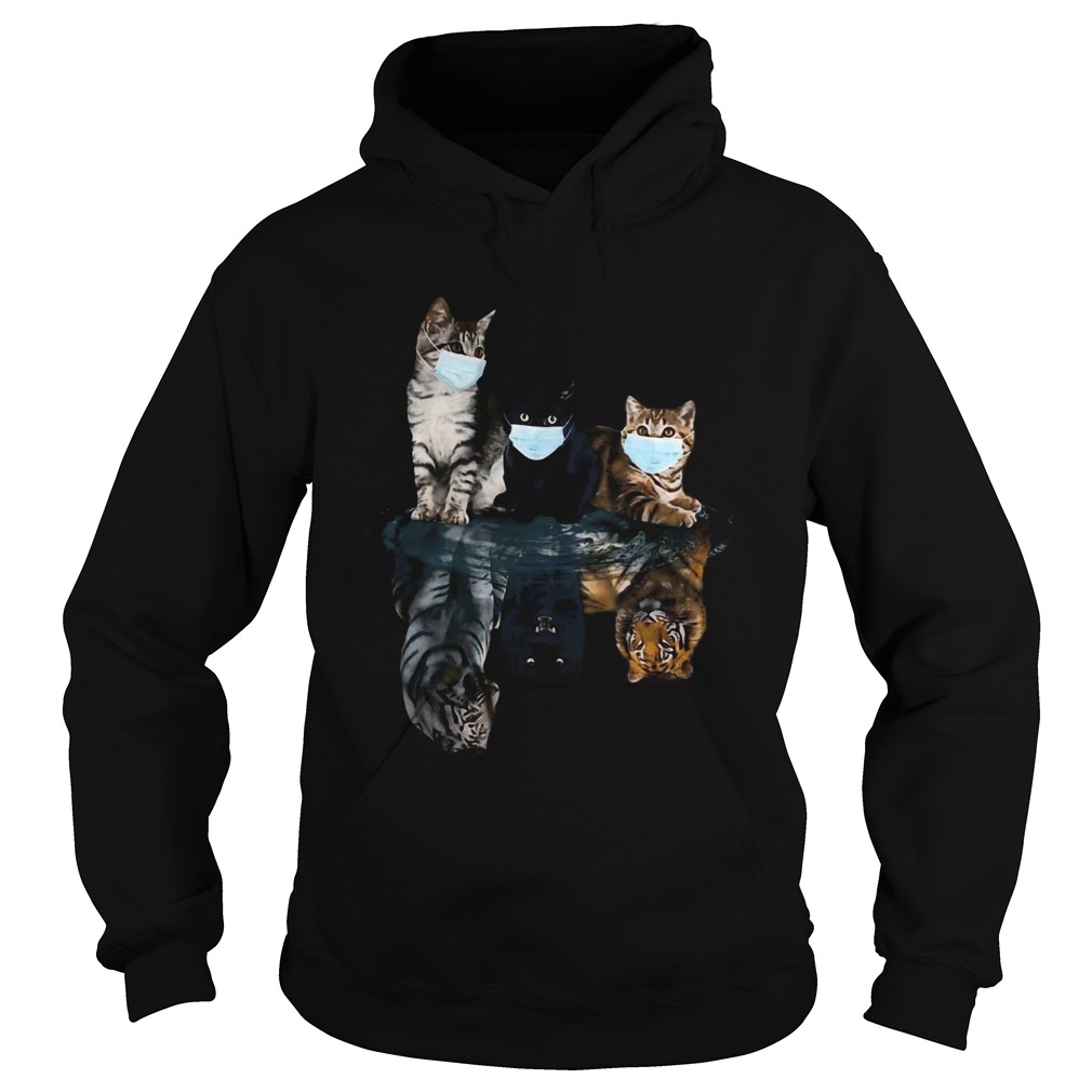 Cats Face Mask Water Reflection Tigers Hoodie