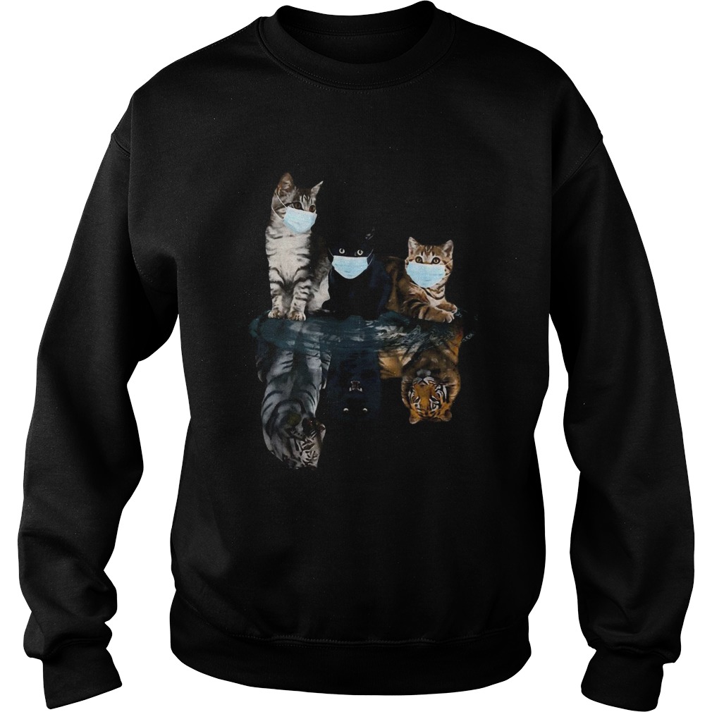 Cats Face Mask Water Reflection Tigers Sweatshirt