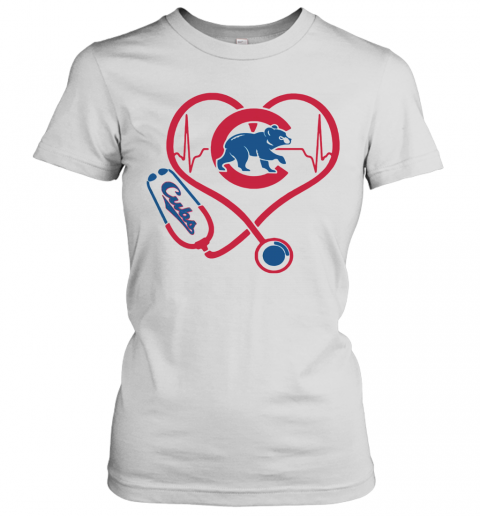 Chicago Cubs Baseball Stethoscope Heartbeat T-Shirt Classic Women's T-shirt