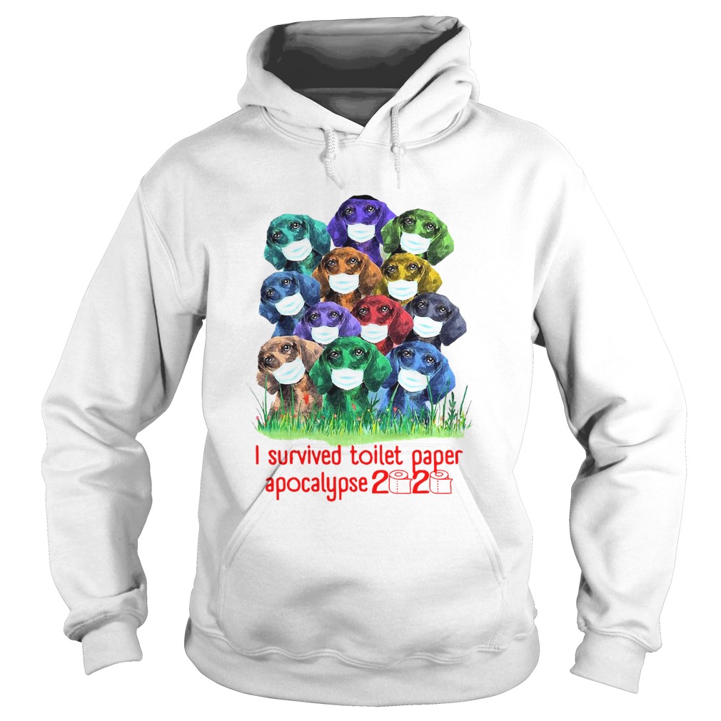 Colorful Dachshunds Mask I Survived Toilet Paper Apocalypse 2020 Hoodie