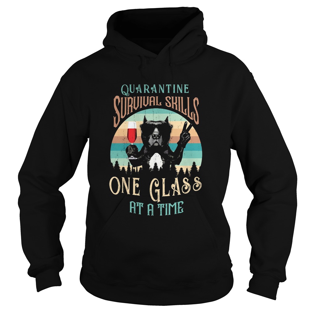 French bulldog drink wine quarantine survival skills one glass at a time vintage Hoodie