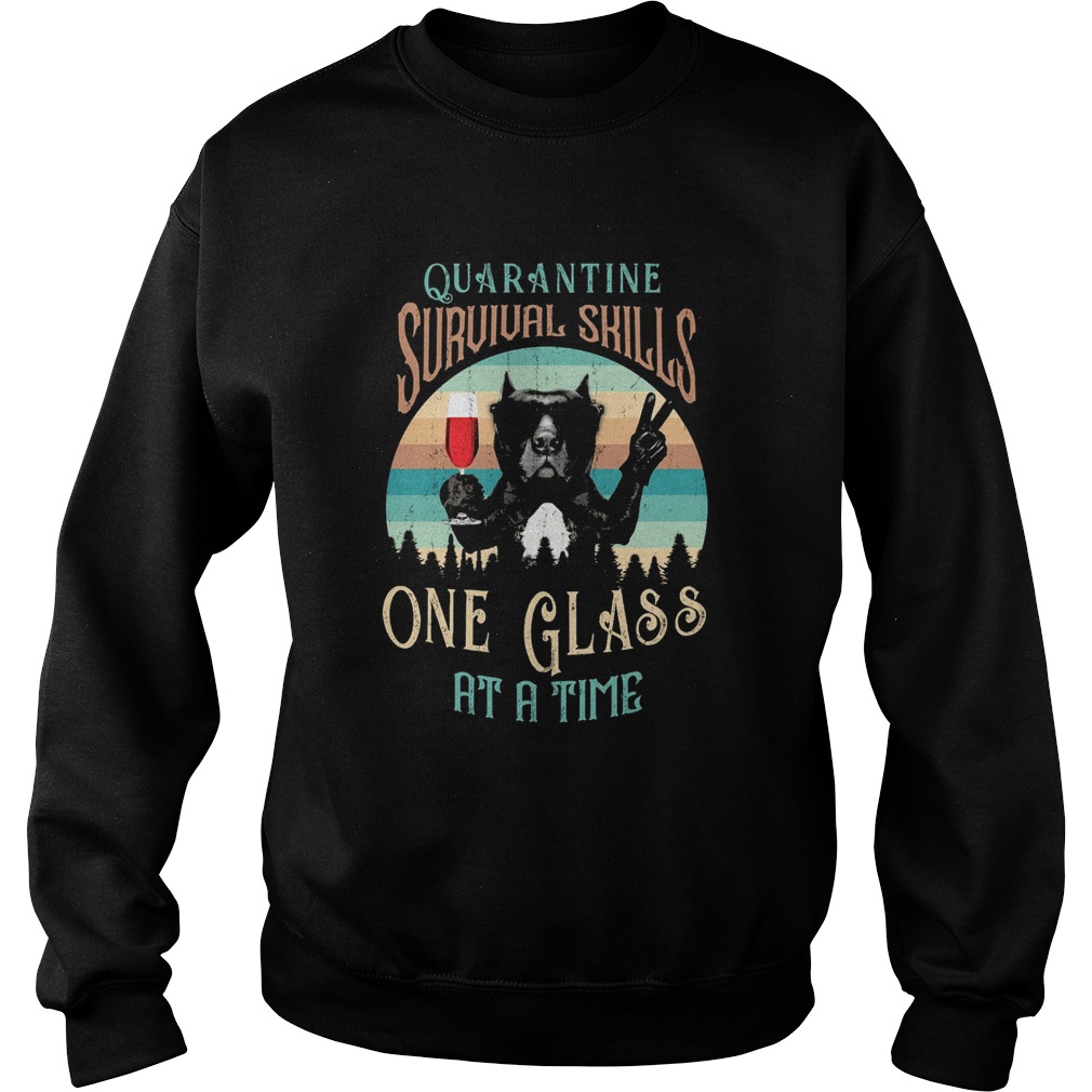 French bulldog drink wine quarantine survival skills one glass at a time vintage Sweatshirt