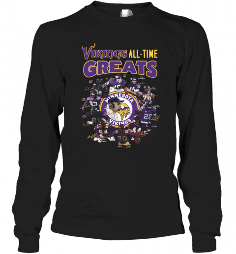 Minnesota Vikings All Time Greats Alan Page Randymoss Carl Eller Signatures T-Shirt Long Sleeved T-shirt 