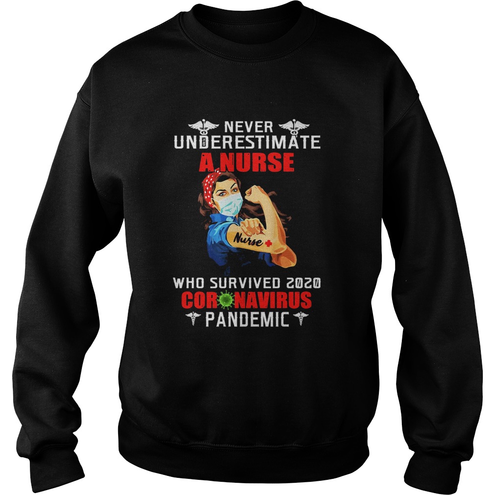 Never Underestimate A Nurse Who Survived 2020 Coronavirus Pandemic Sweatshirt