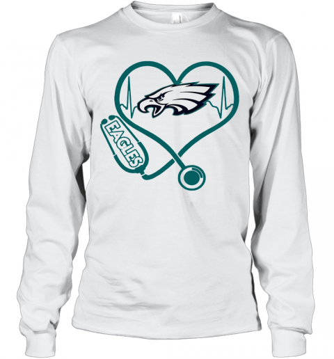 Nice Heartbeat Nurse Philadelphia Eagles Stethoscope T-Shirt Long Sleeved T-shirt 