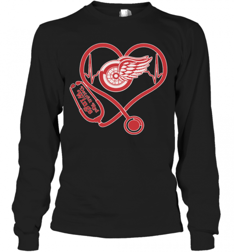 Nurse Heart Detroit Red Wings T-Shirt Long Sleeved T-shirt 