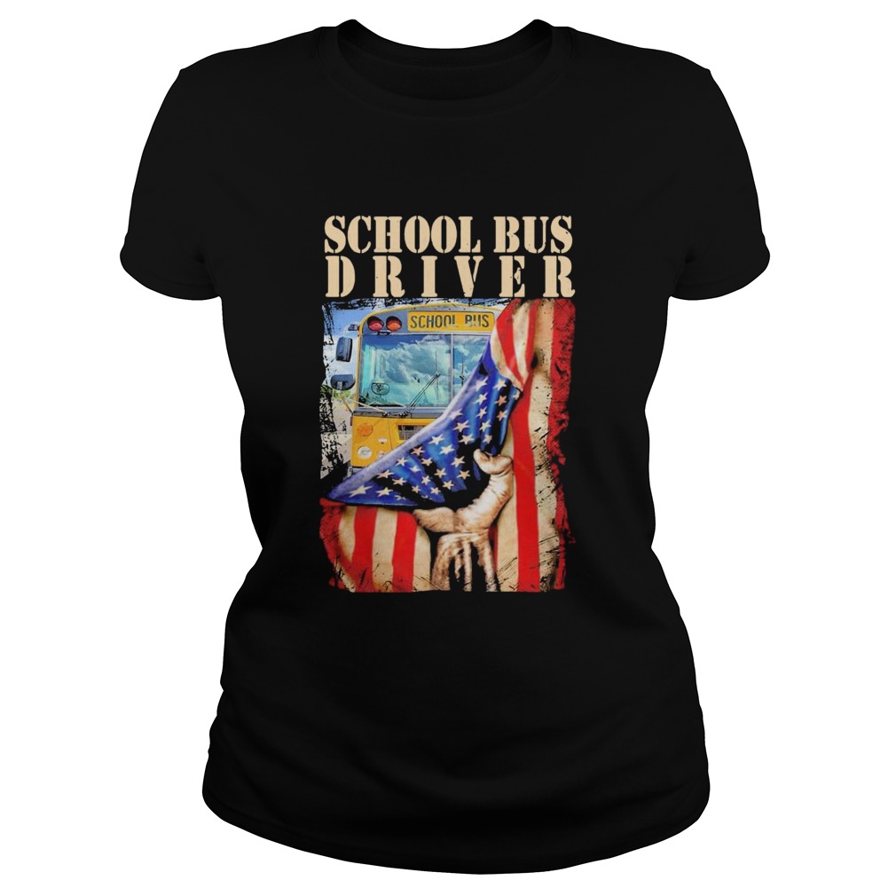 School Bus Driver American Flag  Classic Ladies