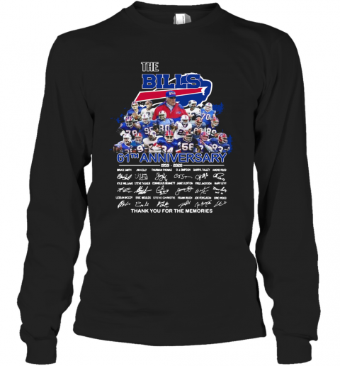 The Buffalo Bills 61Th Anniversary Thank You For The Memories Signature T-Shirt Long Sleeved T-shirt 