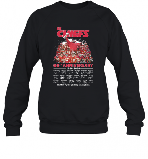 The Kansas City Chiefs 60Th Anniversary 1960 2020 Signatures Thank You For The Memories T-Shirt Unisex Sweatshirt