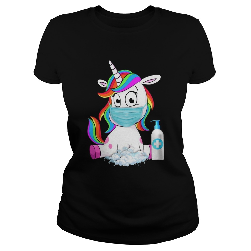 Unicorn In Quarantine Mask Washing Hands Classic Ladies