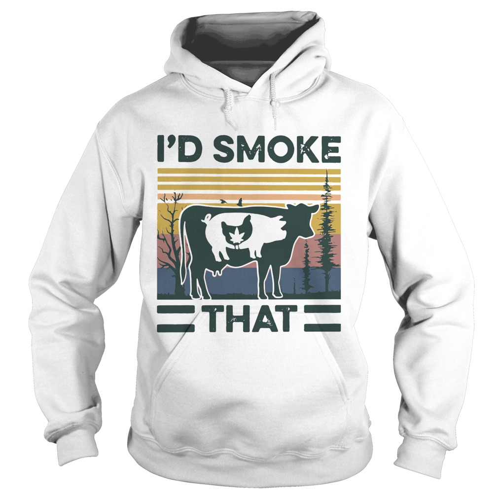 Vintage Cannabis Chicken Pig Cow Id Smoke That Hoodie