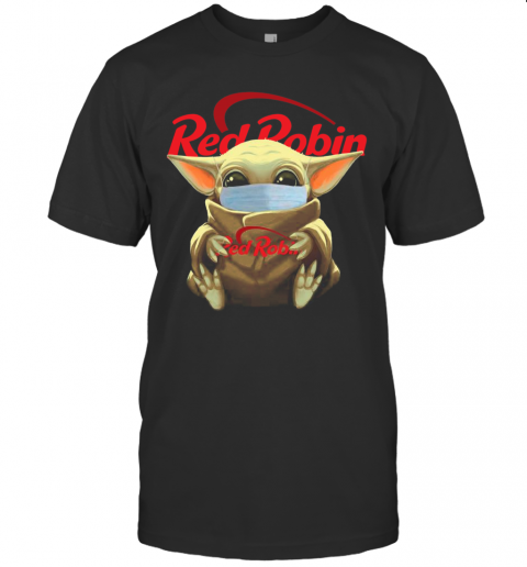 Baby Yoda Face Mask Hug Red Robin T-Shirt