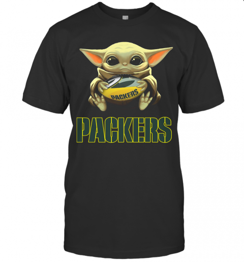 Baby Yoda Hug Green By Packers T-Shirt