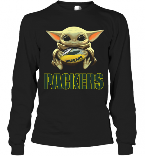 Baby Yoda Hug Green By Packers T-Shirt Long Sleeved T-shirt 