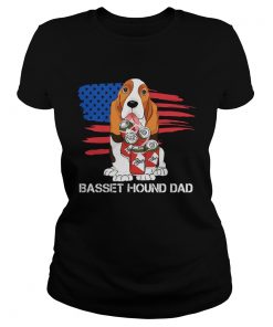 Basset hound dad American flag veteran Independence Day  Classic Ladies