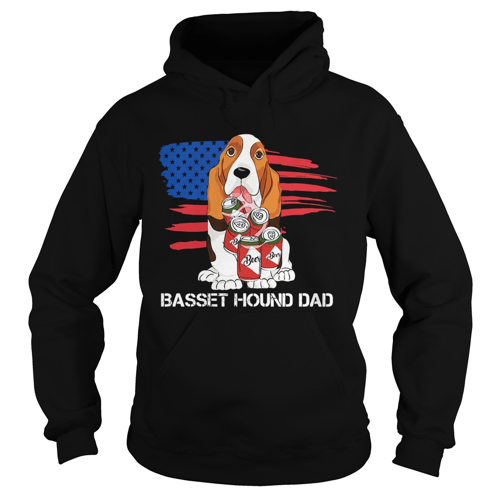 Basset hound dad American flag veteran Independence Day Hoodie