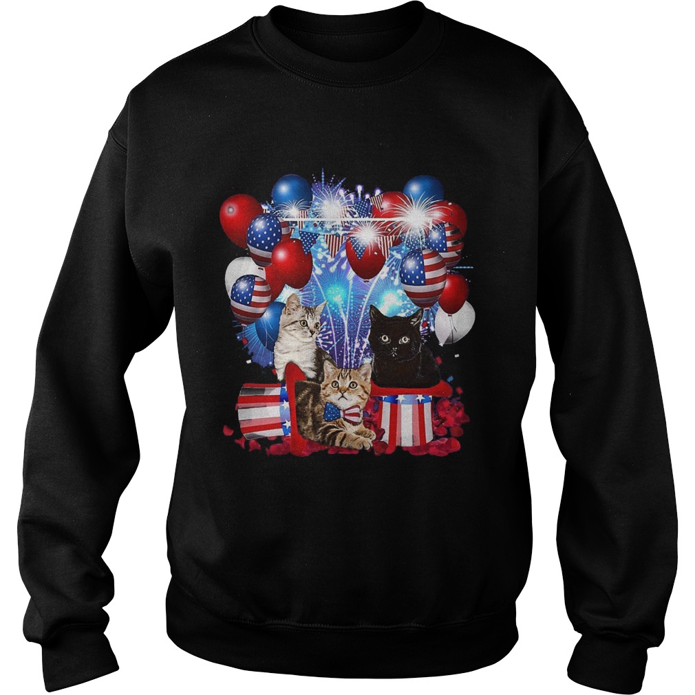 Cats Balloons Fireworks Independence Day 4th Of July Sweatshirt