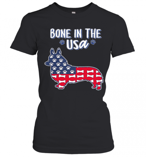 Corgi Bone In The USA American Flag Veteran Independence Day T-Shirt Classic Women's T-shirt