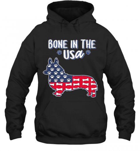 Corgi Bone In The USA American Flag Veteran Independence Day T-Shirt Unisex Hoodie