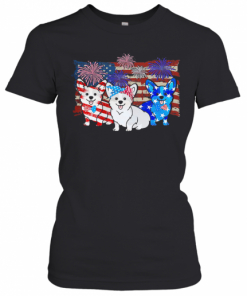 Corgi Firework American Flag Independence Day T-Shirt Classic Women's T-shirt