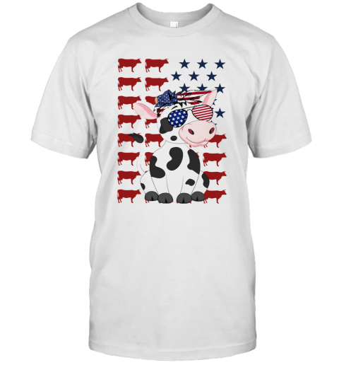 Cow Flag American In 5 Independence Day T-Shirt