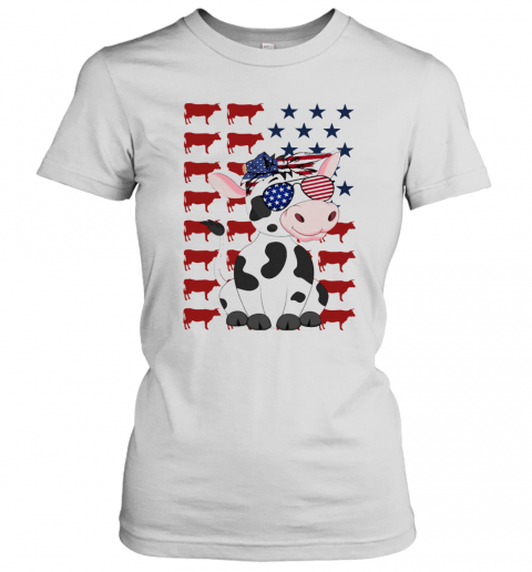 Cow Flag American In 5 Independence Day T-Shirt Classic Women's T-shirt