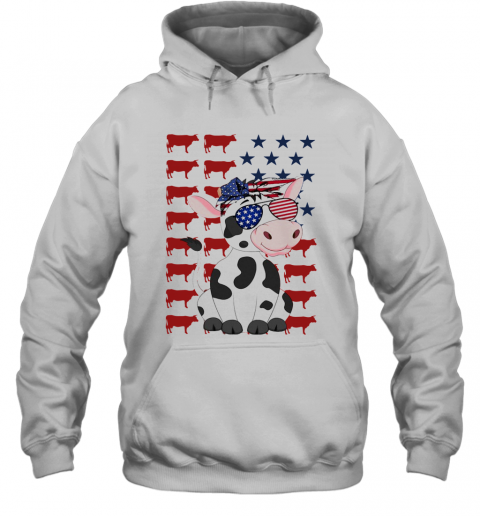 Cow Flag American In 5 Independence Day T-Shirt Unisex Hoodie