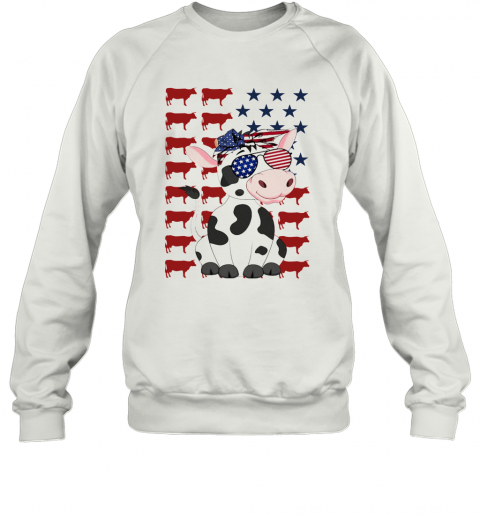 Cow Flag American In 5 Independence Day T-Shirt Unisex Sweatshirt