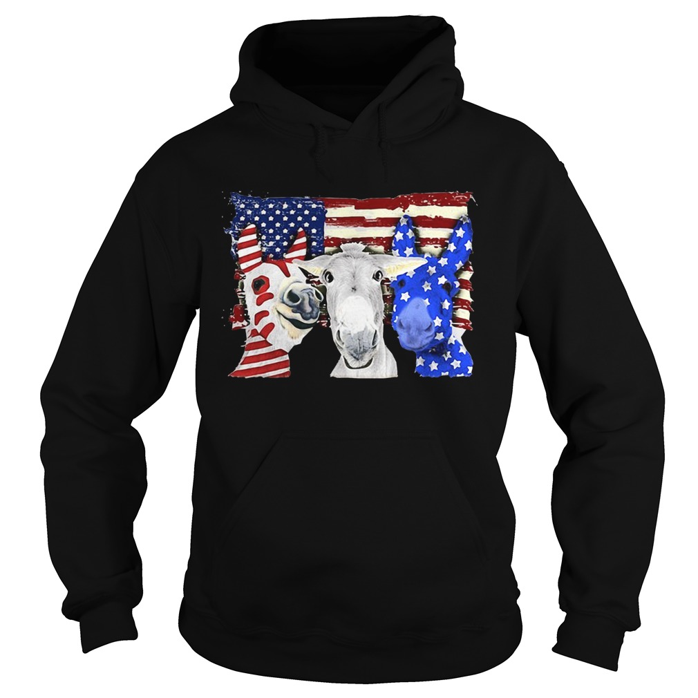 Donkey 2 flag US American flag Independence Day veteran Hoodie