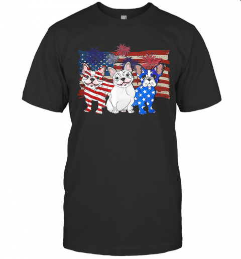 French Bulldog Firework American Flag Independence Day T-Shirt