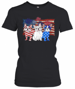 French Bulldog Firework American Flag Independence Day T-Shirt Classic Women's T-shirt