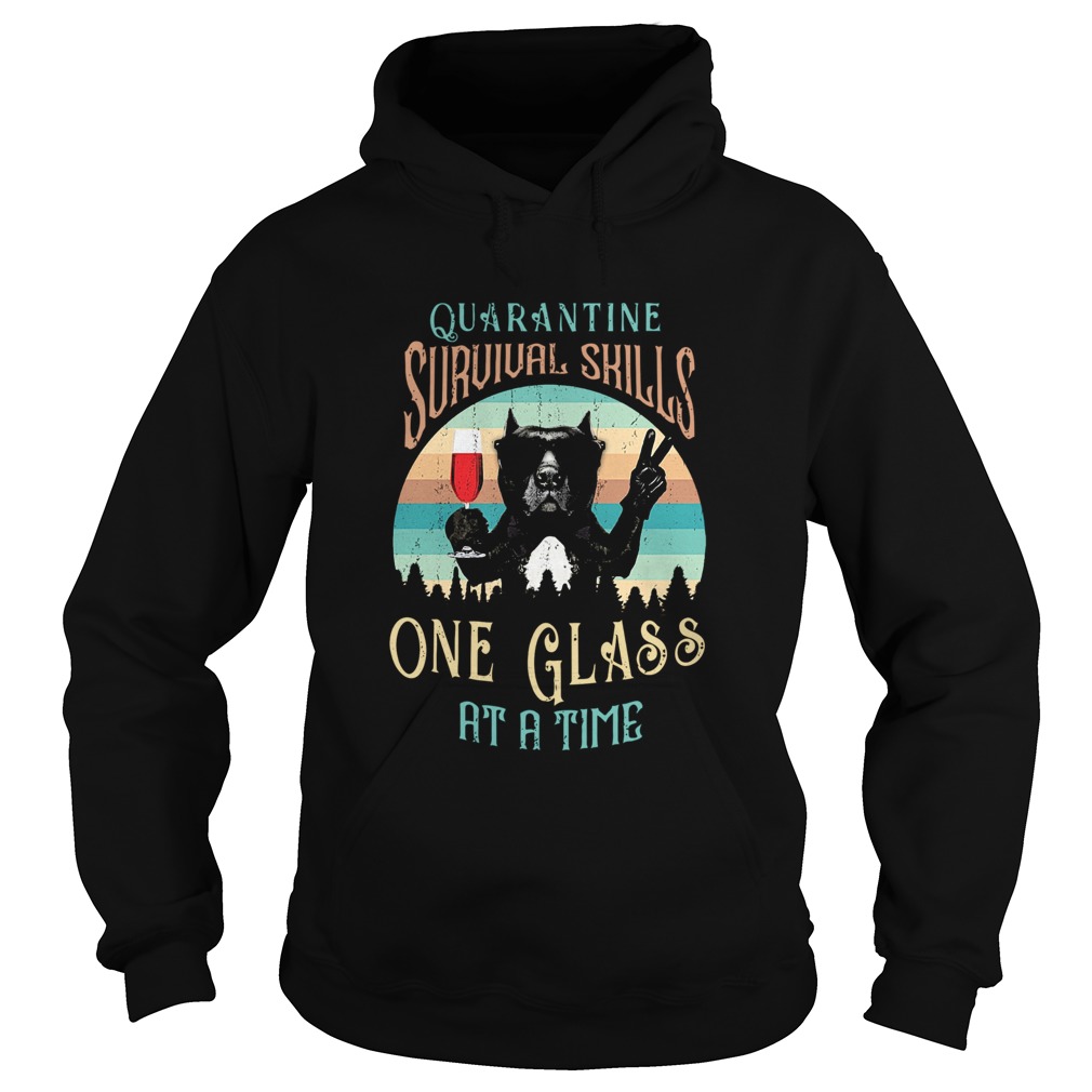 French bulldog drink wine quarantine survival skills one glass at a time vintage  Hoodie