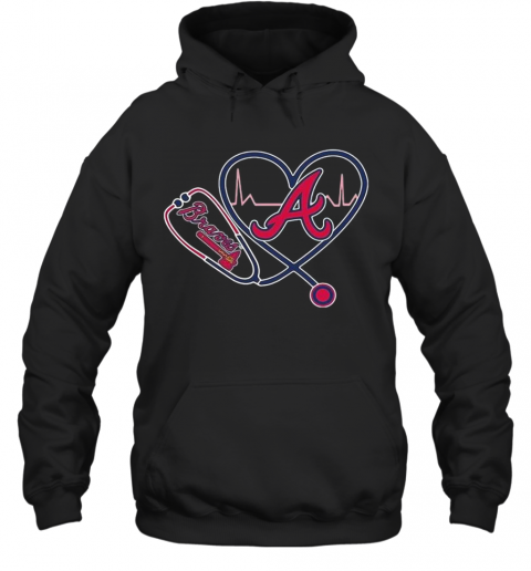 Heartbeat Nurse Love Atlanta Braves T-Shirt Unisex Hoodie