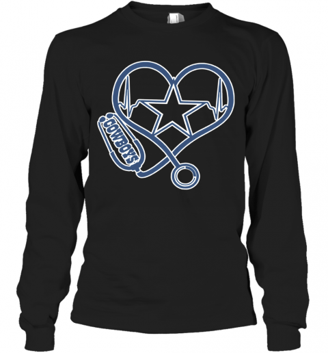 Heartbeat Nurse Love Dallas Cowboy T-Shirt Long Sleeved T-shirt 