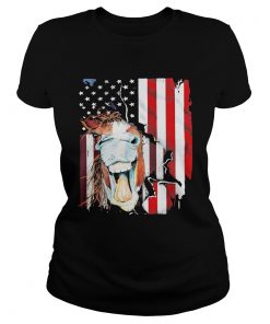 Horse American flag veteran Independence Day  Classic Ladies