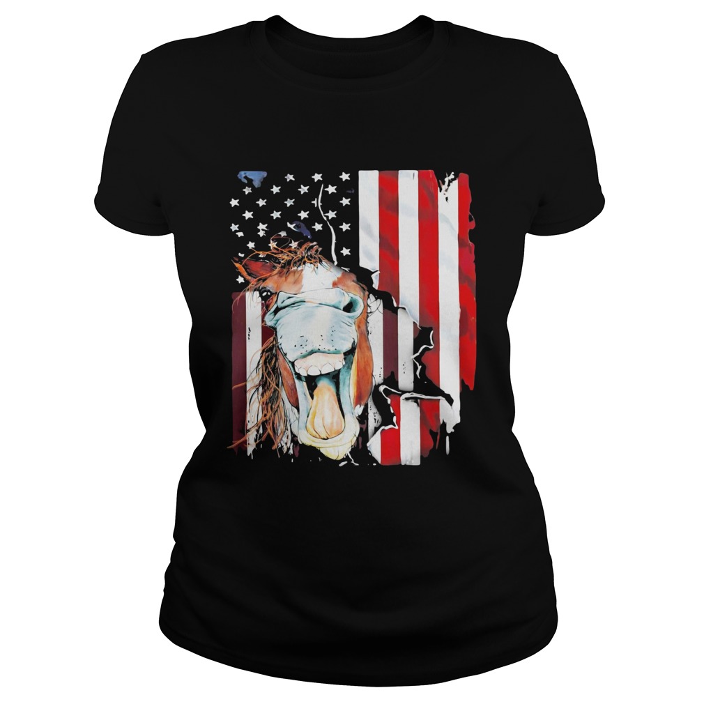 Horse American flag veteran Independence Day Classic Ladies