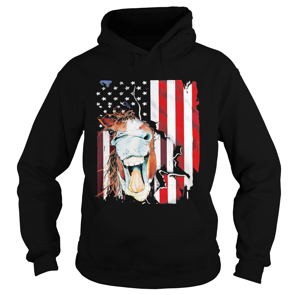 Horse American flag veteran Independence Day Hoodie