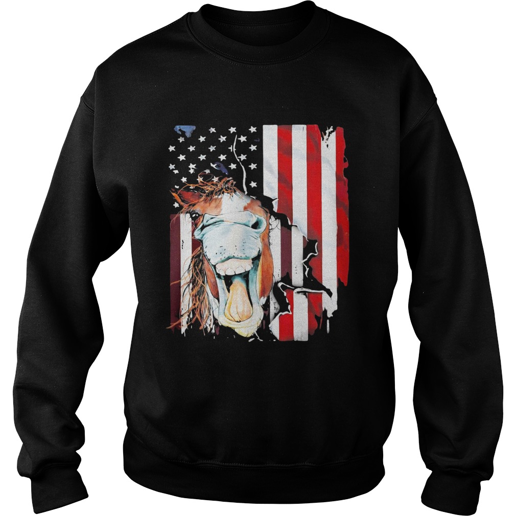 Horse American flag veteran Independence Day Sweatshirt