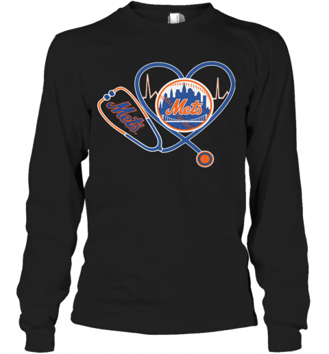 New York Mets Nurse Heart T-Shirt Long Sleeved T-shirt 