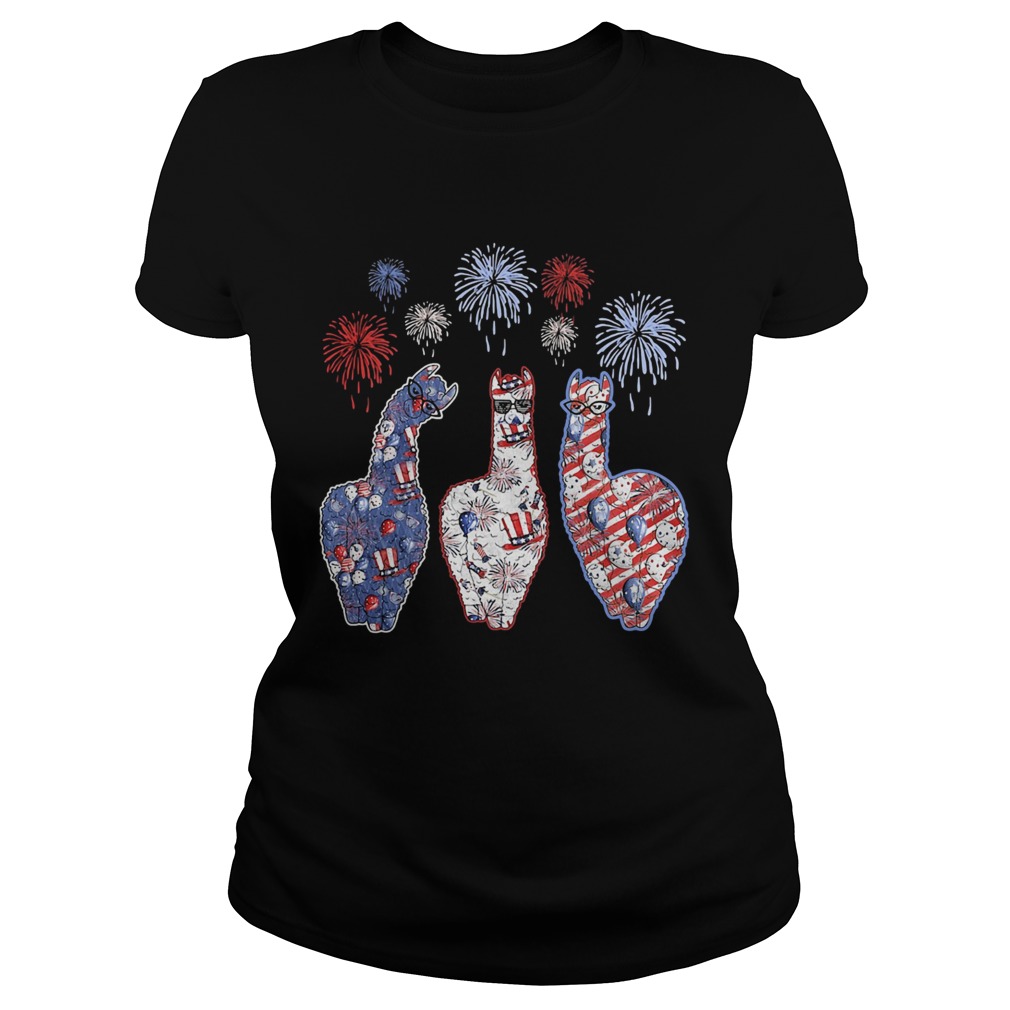 Patriotic llamas firework american flag independence day Classic Ladies