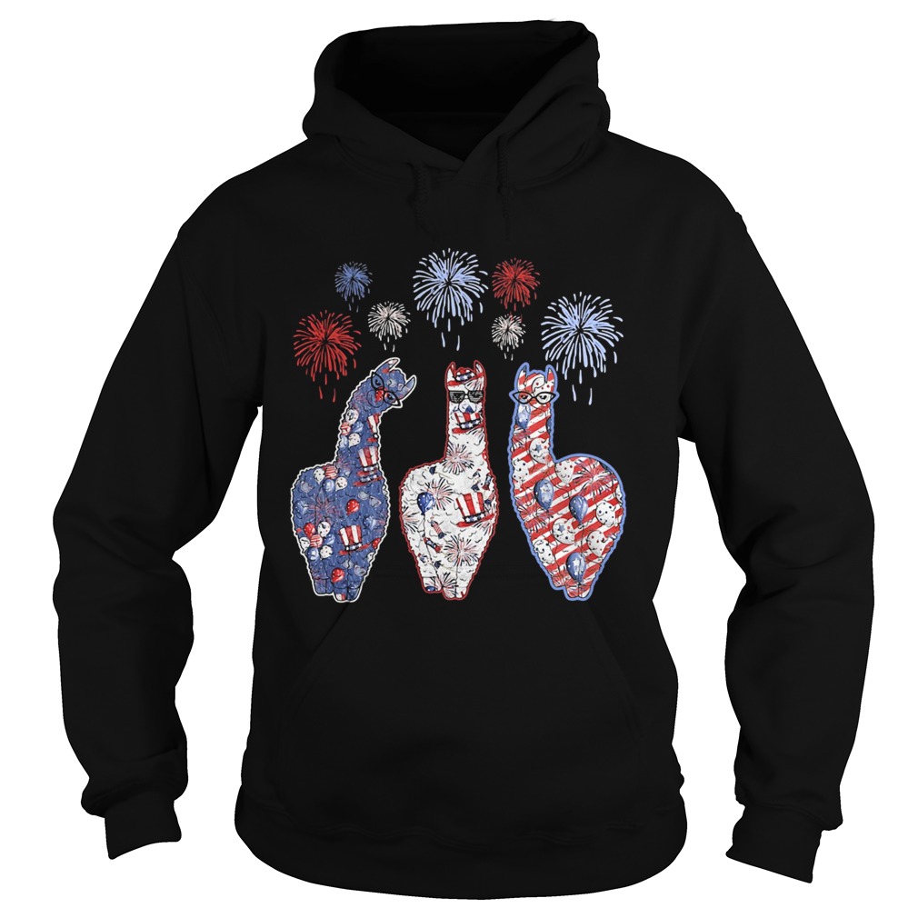 Patriotic llamas firework american flag independence day Hoodie